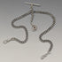 Circa 1910 British Antique Sterling Silver Double Albert Chain 37g Sterling Silver & Amber Fob